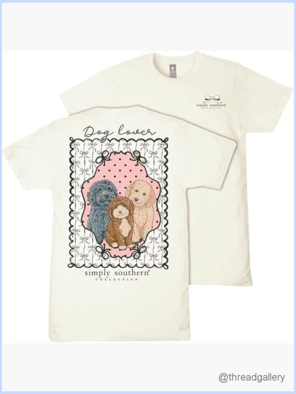 Dog Lover Graphic T-Shirt with Decorative Bows